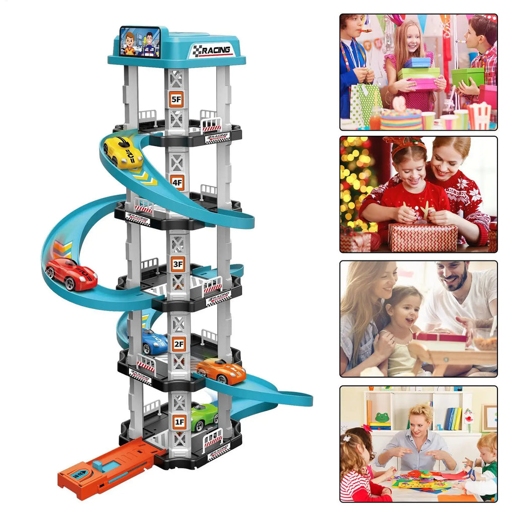 Racing Rail Car Toys Children Garage Catapult Sports Track Game Toys Kids Building Parking Baby Lot Gas Station DIY Winding Road