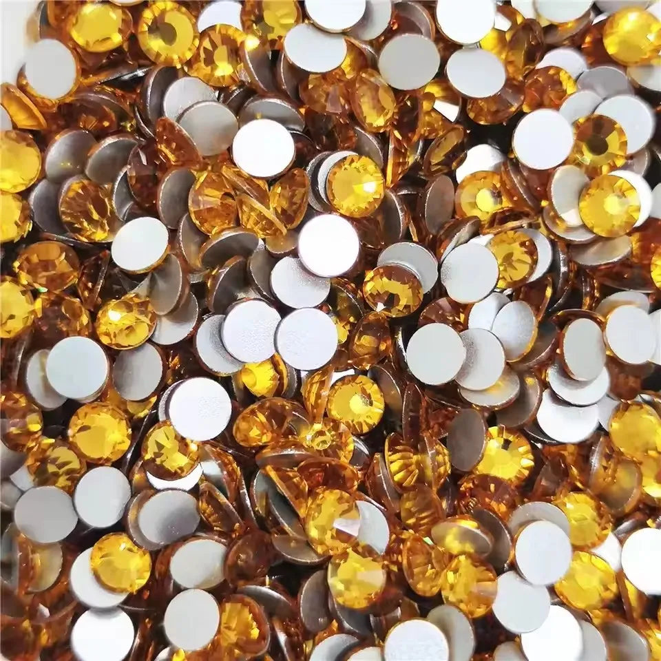 SS3-ss30 yellow crystal flat bottom full diamond strip with nail sticker, DIY clothing fabric sparkling accessories