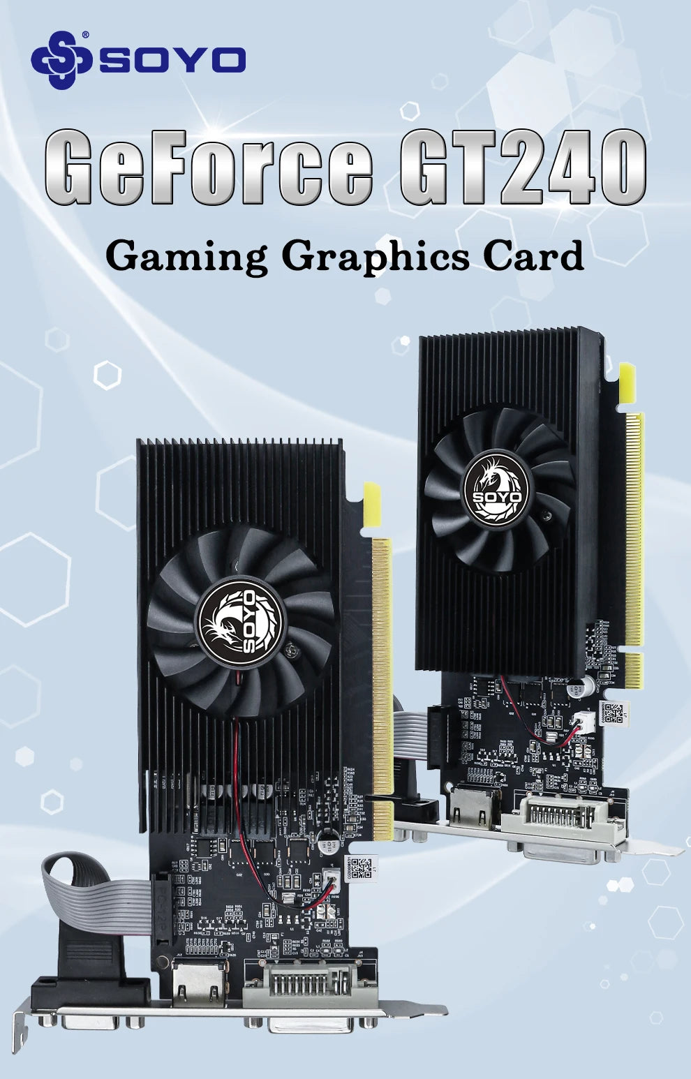 SOYO Graphics Cards NVIDIA GeForce GT 240 1G GDDR3 128bit DVI*1VGA*1 Video Card For Desktop Gaming Computer