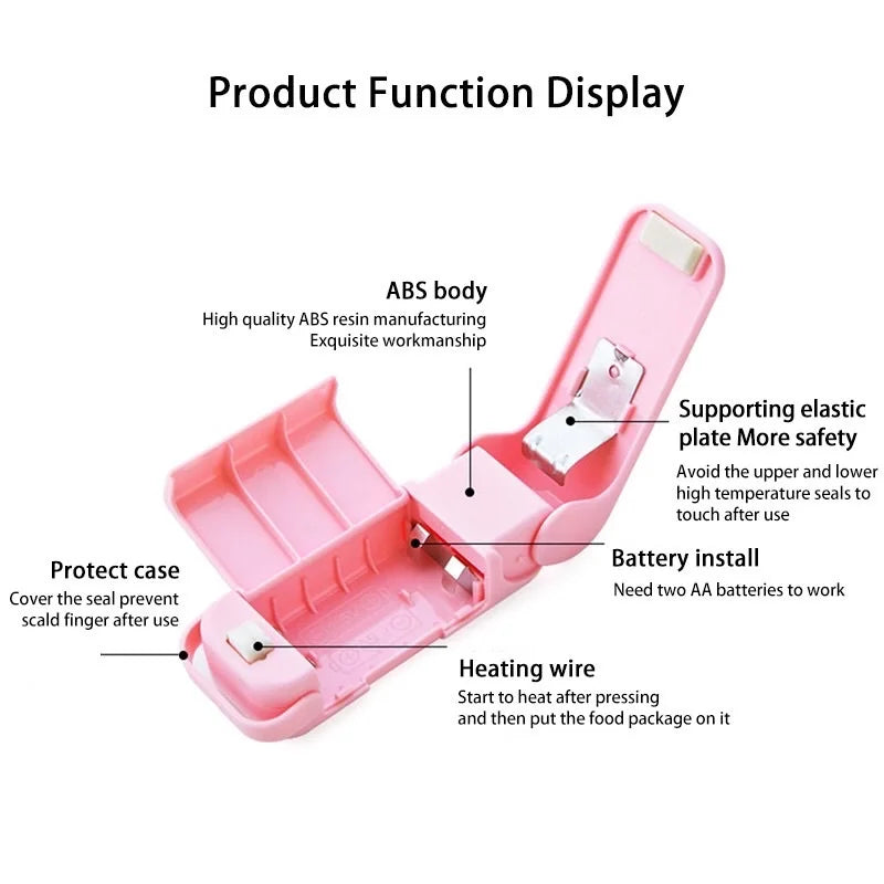 Portable Bag Heat Sealer Plastic Package Storage Bag Clip Mini Sealing Machine Handy Sticker Seal For Food Snack Kitchen Gadgets
