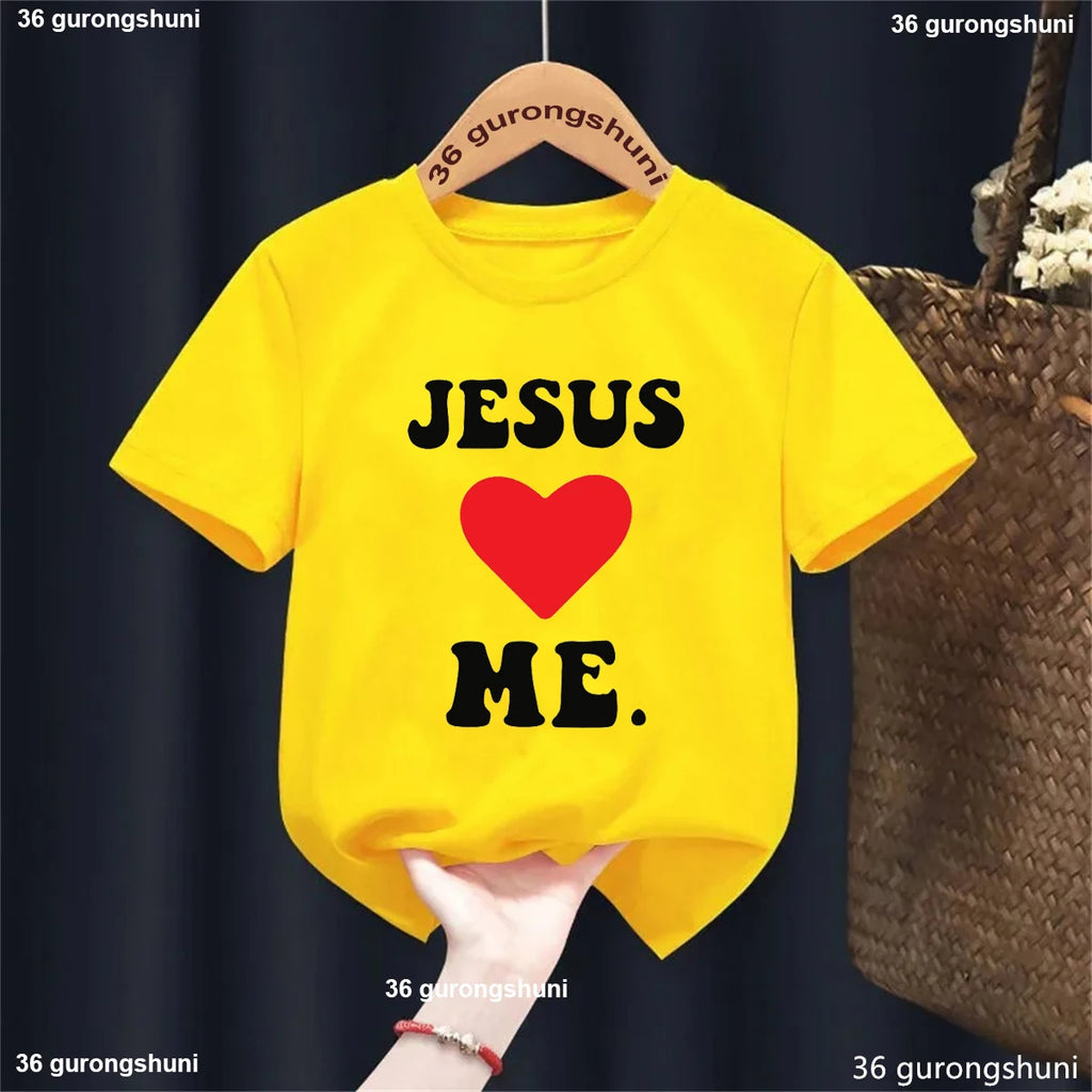 Newest Jesus Love Me Graphic Printed Tshirt Girls/Boys Cool 2-13 Years Kids Clothes Summer Fashion Short Sleeve T-Shirt Tops