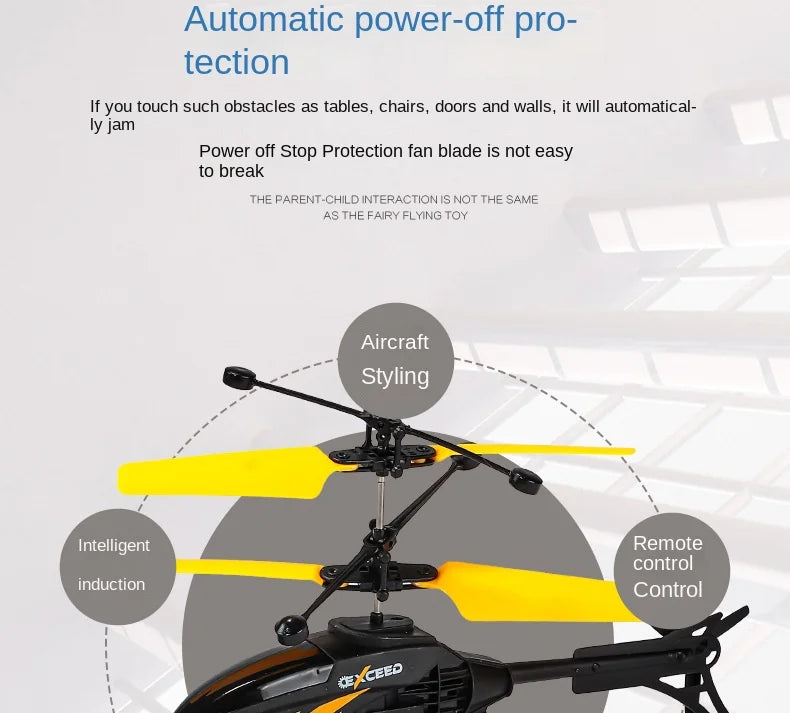 RC Helicopter 2CH Induction Remote Control Floating Airplane Gesture Control Aircraft Suspension Quadcopter with LED Kid Gift