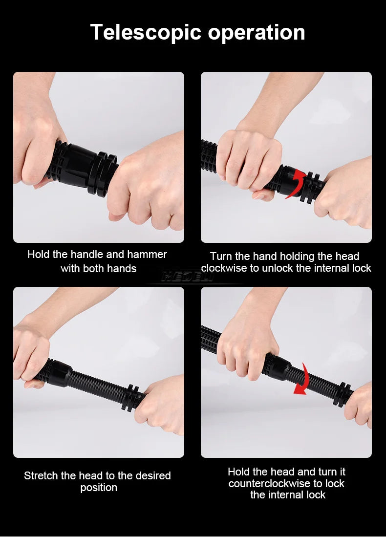 LED Defense Self-defense Flashlight Rechargeable Tactical Long Handle COB Baseball Torch Outdoor Window Breaker Hammer Emergency