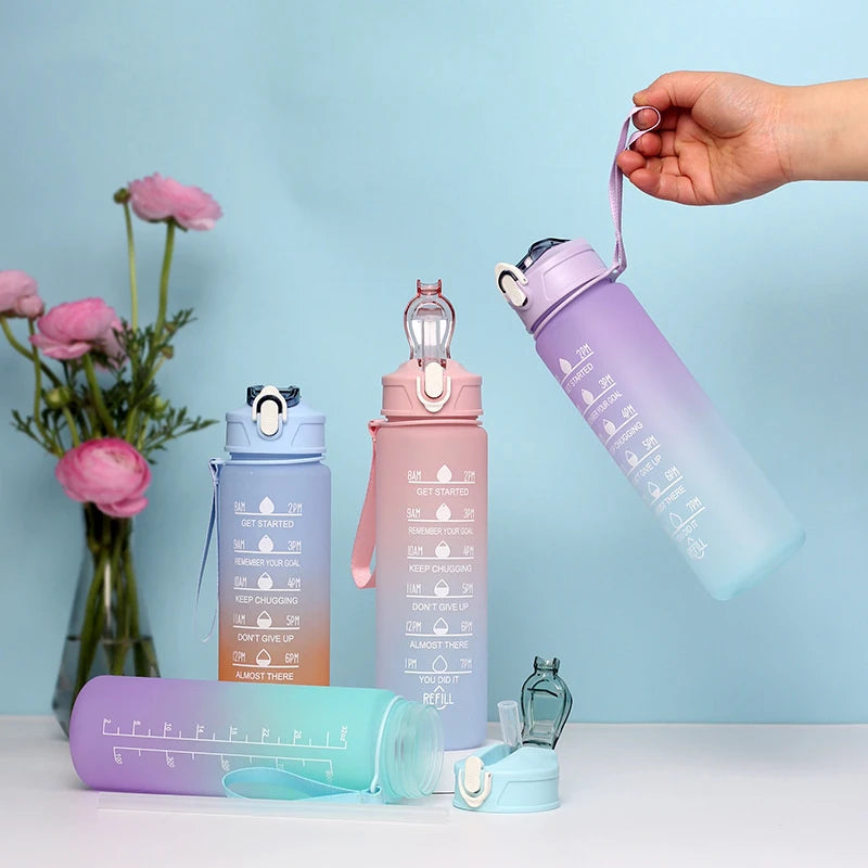 900ML Water Bottle Motivational Sports Bottle With Time Marker Leak-proof Cup Fitness BPA Free Portable Drinkware For Outdoor