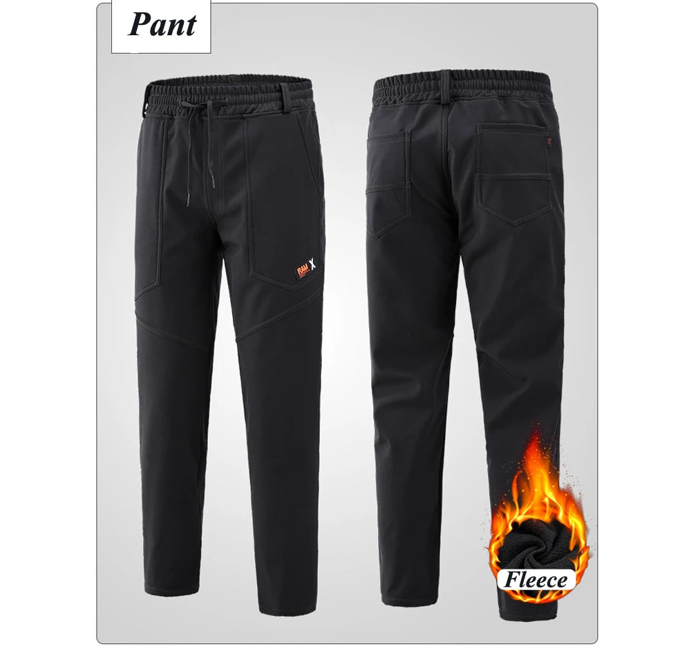 Winter Men Mountain Ski Warm Sets Waterproof Sports Suit Sweatshirt +Sweatpants Mens 2 Pieces Padded Sets Tracksuit Rain Clothes