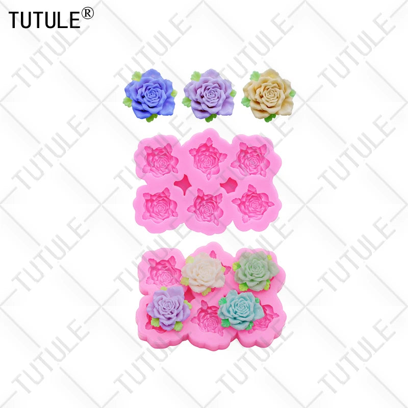 Peony Flower DIY Resin Phone Case Clay Mold 3D Peony Flower Resin Accessories Silicone Molds Flower Chocolate Fudge Cake Mold