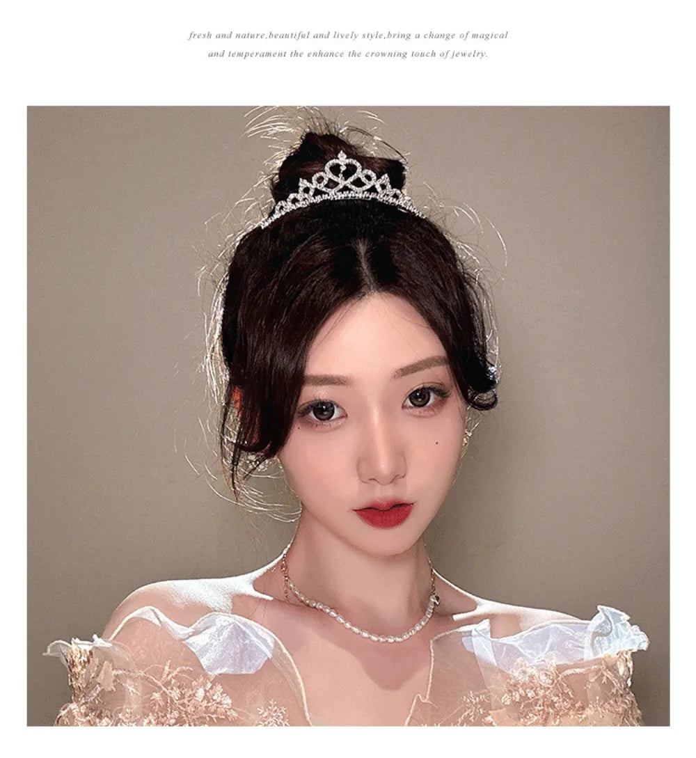 Children's Princess Crown Crystal Tiara Girls Hair Accessories High-end Atmosphere Dance Performance Birthday Gift Crown