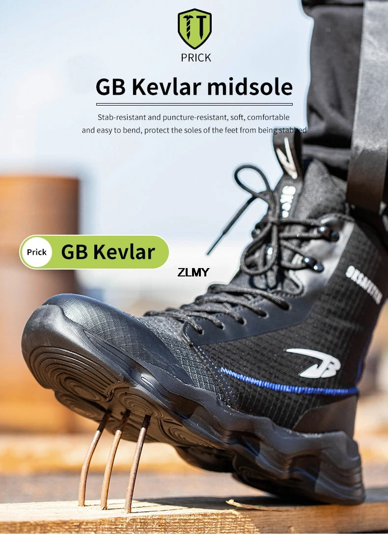 Dropshipping Men Safety Shoes Steel Toe Sneaker Lighweight Work Safety Boots Man High Top Puncture Proof Work Shoes Anti-smash