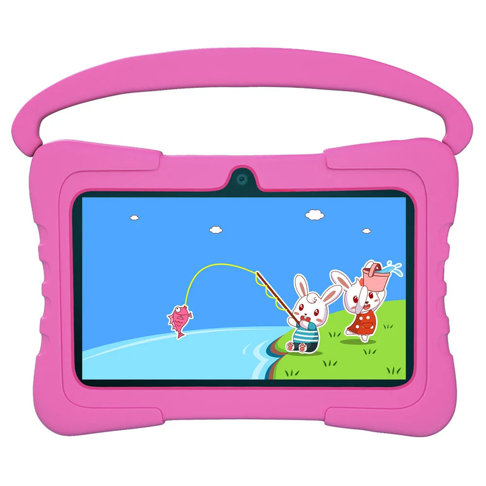 7 Inch Kid Tablet Android 13 Quad Core 4GB RAM 64GB ROM 4000mAh WiFi Bluetooth Children's Gift Kids Software with Silicone Case