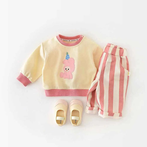 Autumn New Boy Girl Children Loose Striped Casual Pants Baby Pockets Fashion Pants Kid Outdoor Cotton Trousers Toddler Costume