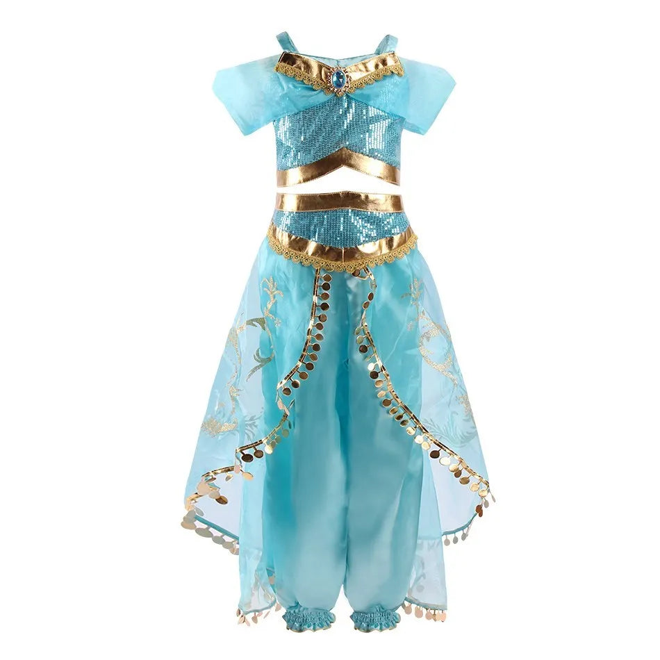 Girl Princess Cinderella Dress Elsa Anna Mermaid Jasmine Belle Snow White Costume Girls Birthday Party Halloween Dress 2-10 Year