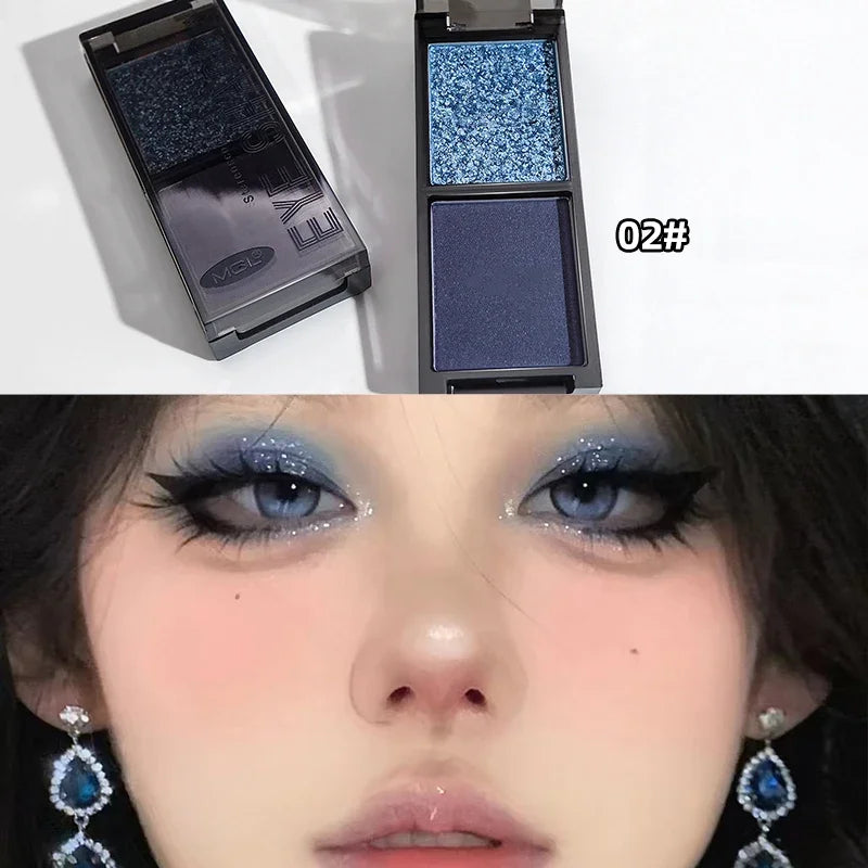 Two-color Black Red Eyeshadow Palette Multifunctional Makeup Palette Silky Matte Blood Red Eyeliner Silkworm Lower Shadow Makeup