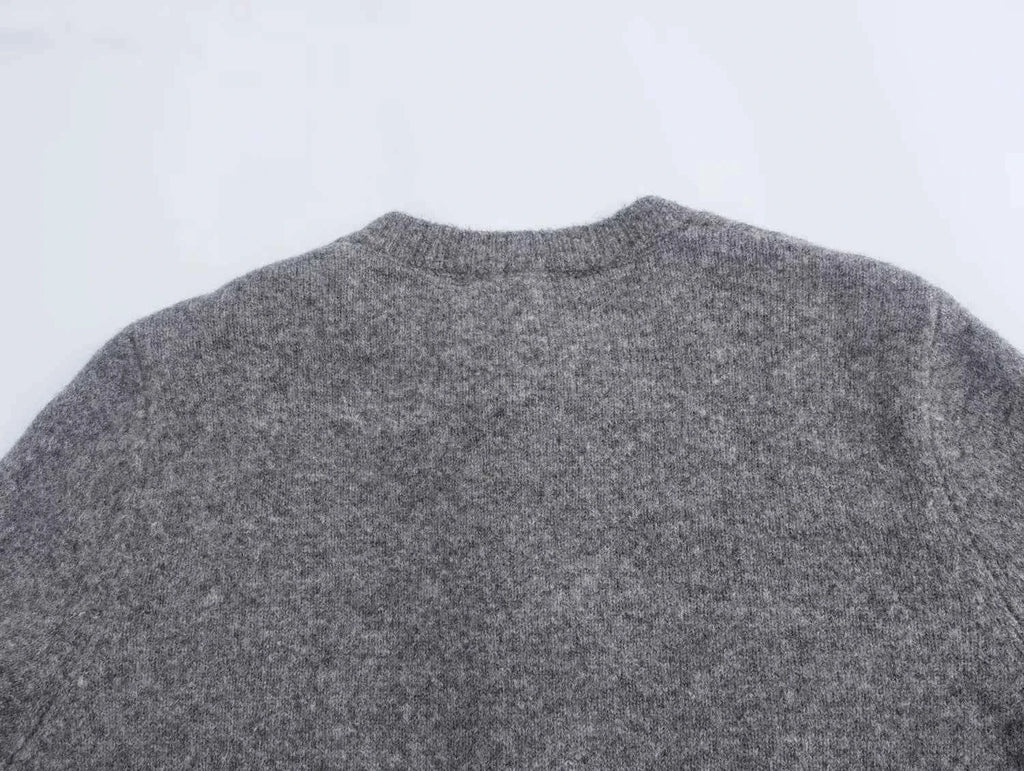 HXAO Sweater Cardigans Ruffle Long Sleeve Knitted Cardigan For Women Autumn Bolero Knitwears Button-Down Bluey Gray Cardigan