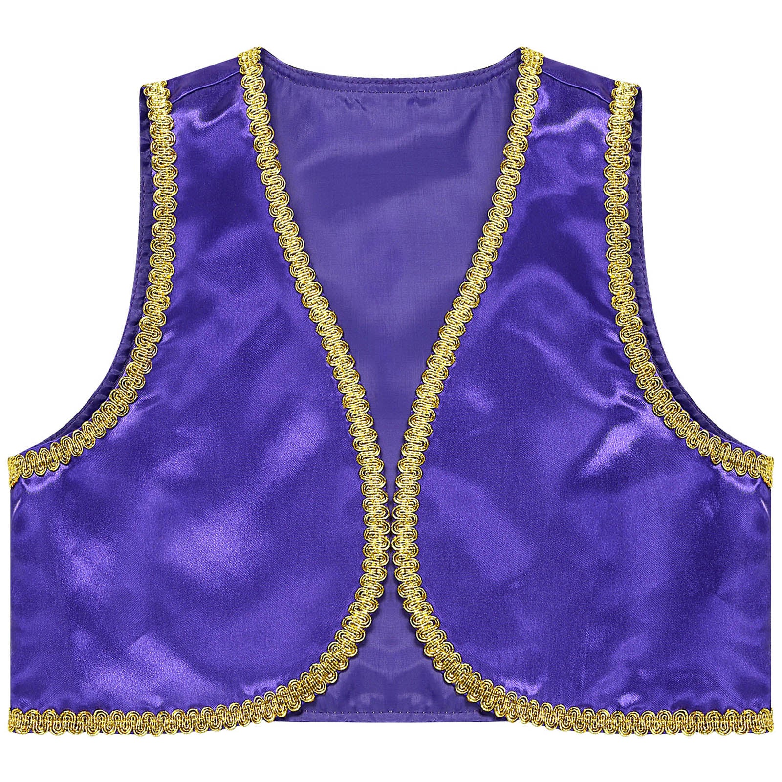 Children Boys Arabian Prince Costume Genies Vest Open Front Golden Genies Waistcoat for Party Halloween Cosplay Fancy Dress Up