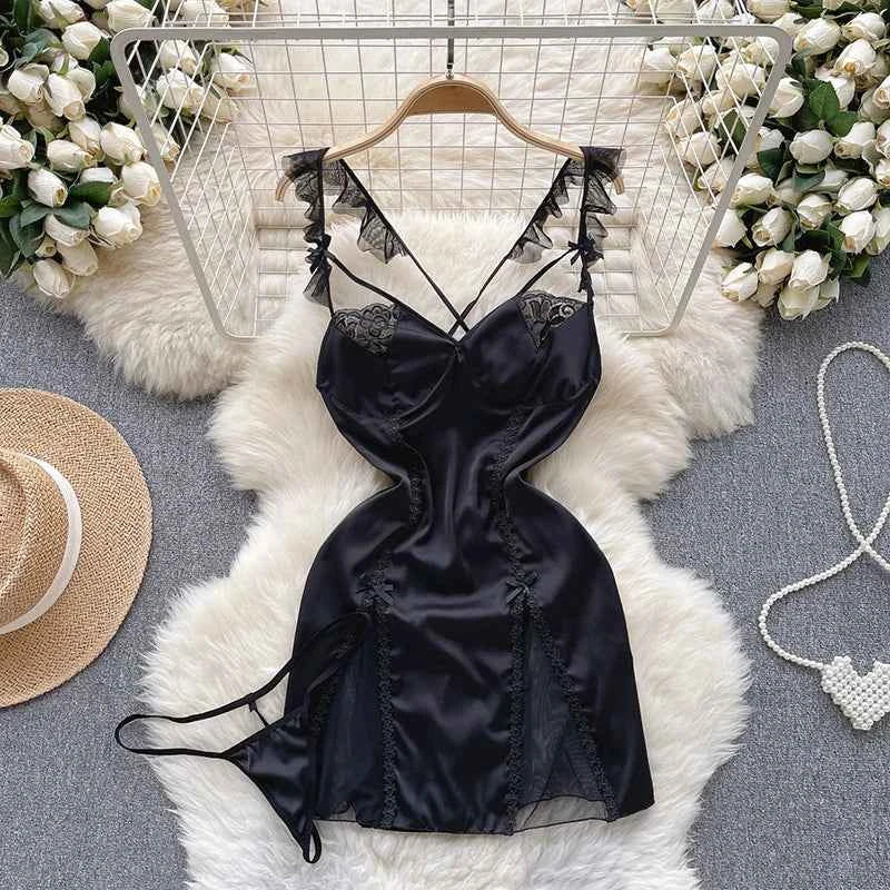 Girls Sexy Cute Japanese JK Uniform  Mini Checkered Strap Skirt Off Shoulder High Waist Elastic Cosplay Dress Hot Sweet Pajama