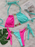 2026 Splicing Halter Diamond Bikini Women Swimsuit Female Swimwear Two Pieces Bikini Set Hollow Out Bathing Suit Swim Beach Wear