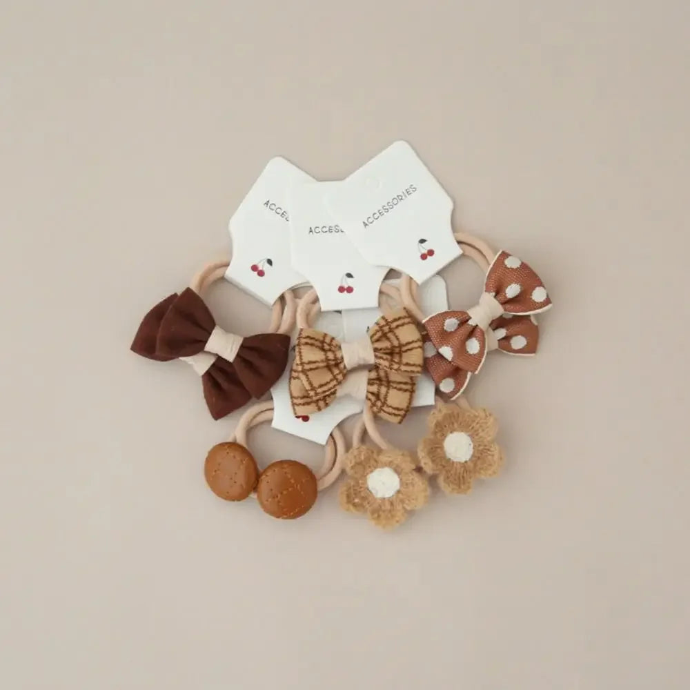 10Pcs Bow-Knot Hair Ties Bowknot Sweet Bows Flower Headdress Elastic Rubber Band Luxury Scrunchies Hair Rope Hair Accessories