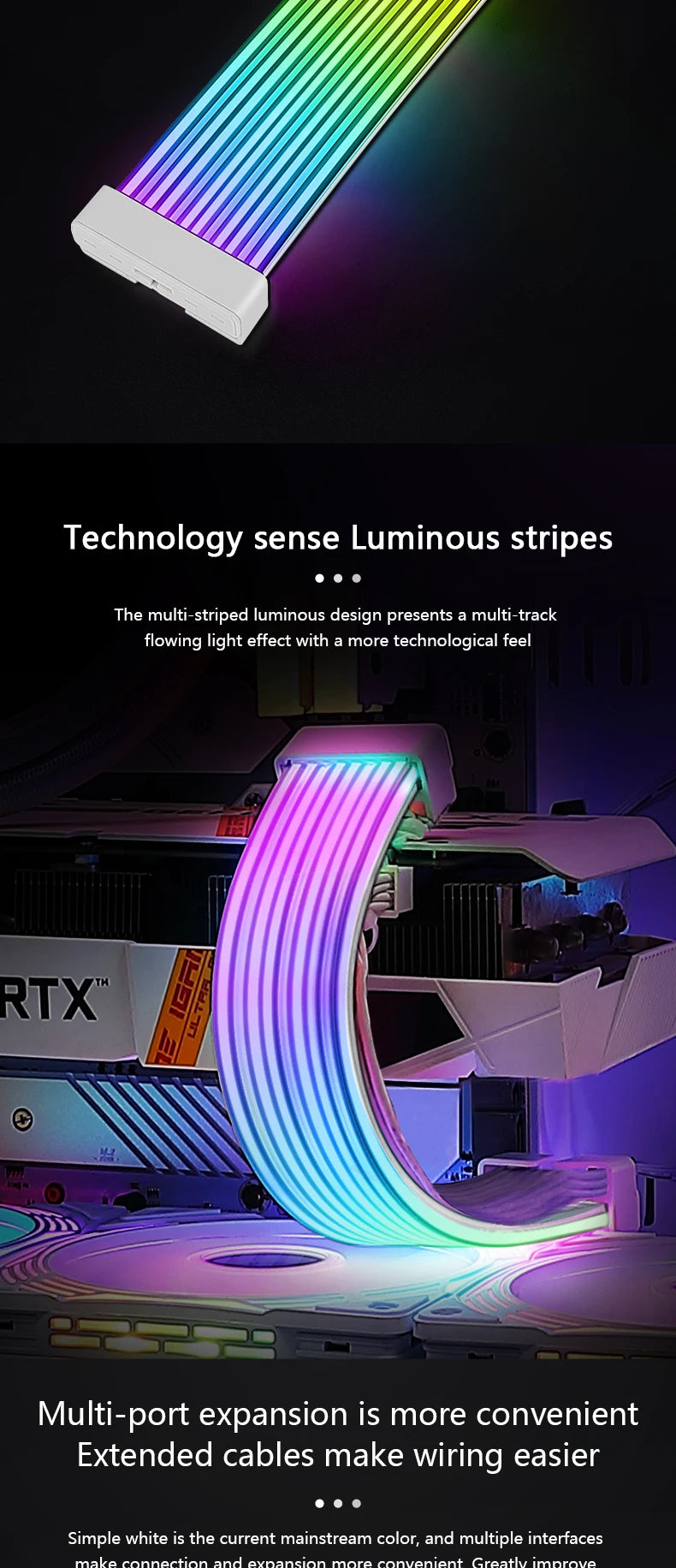 Computer Case Bendable ARGB Light Board,Suitable For Graphics Card 24pin/8pin/2x8pin/12VHPWR/Motherboard Decorative light strip