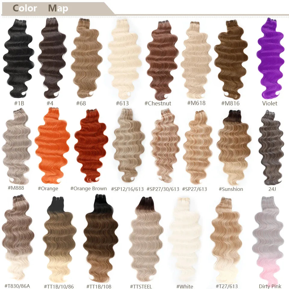 Magicae 30Inches 200G Piano Blonde SP12/16/613 Ombre Brown 6# Body Wave Bundles High Temperature Synthetic Hair Extensions