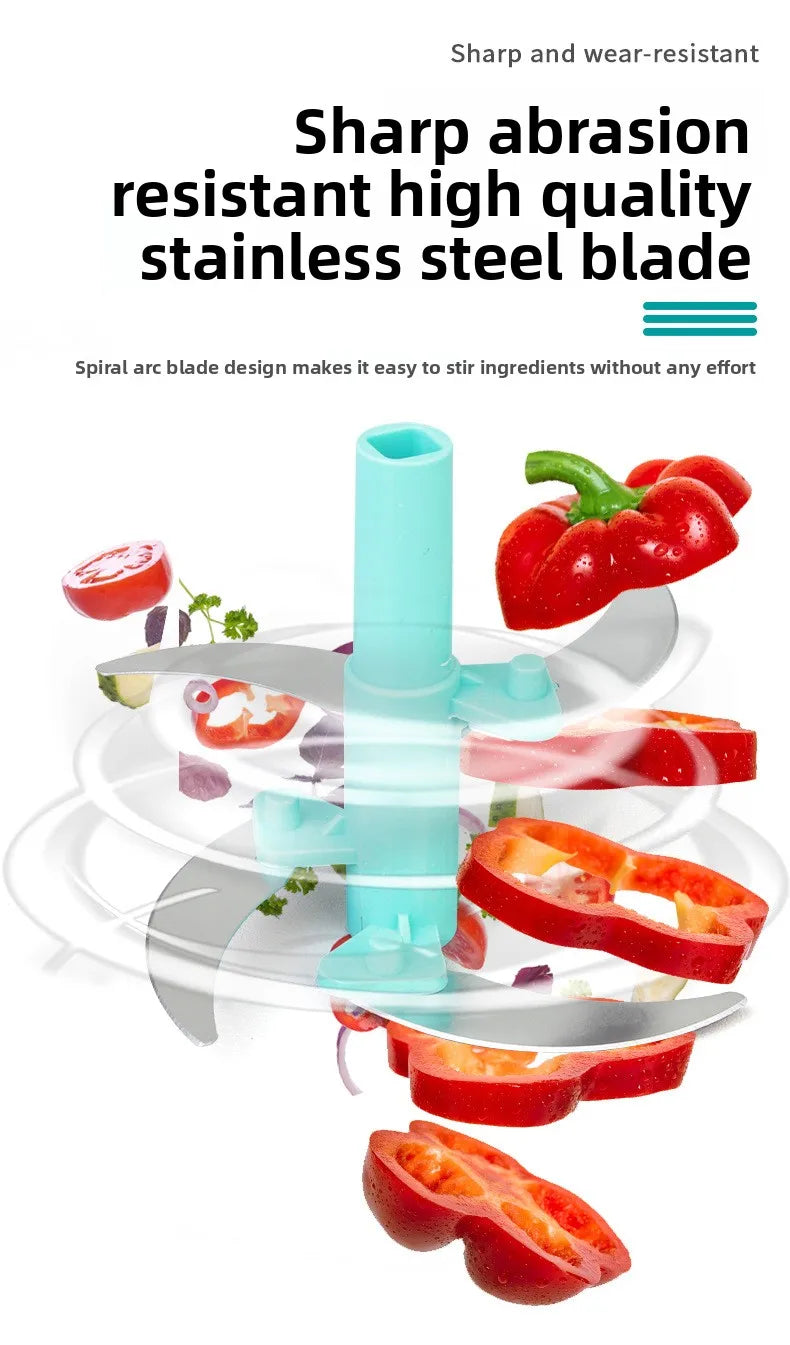 Handheld Vegetable Chopper Multifunction Kitchen Tool for Garlic Ginger Mincing Dicing Slicing with Large Capacity Container