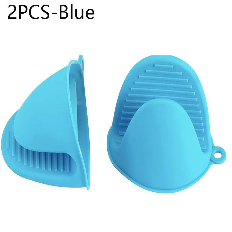 2PCS Oven Mitts Silicone Oven Glove Heat Resistant Pinch Mitts Anti Scalding Non Slip Gloves Clips Pot Holder Baking Oven Mitts