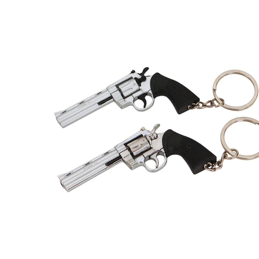 7cm Detachable Colt 357 Revolver Metal Gun Keychain Model Military-themed Keyrings Car Keychain Fashionable Men Accessories
