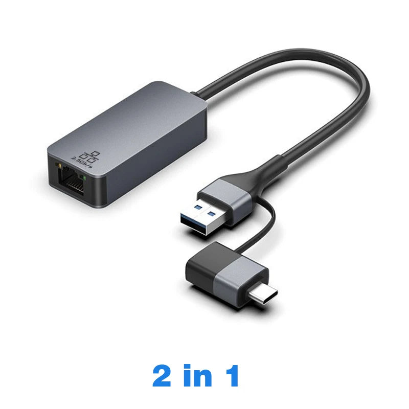 UGOURD 100Mbps 1000Mbps USB C Ethernet Adapter with Charge 100W USB3.0 2.5 Gigabit Network Card USB to RJ45 Lan Cable Converter