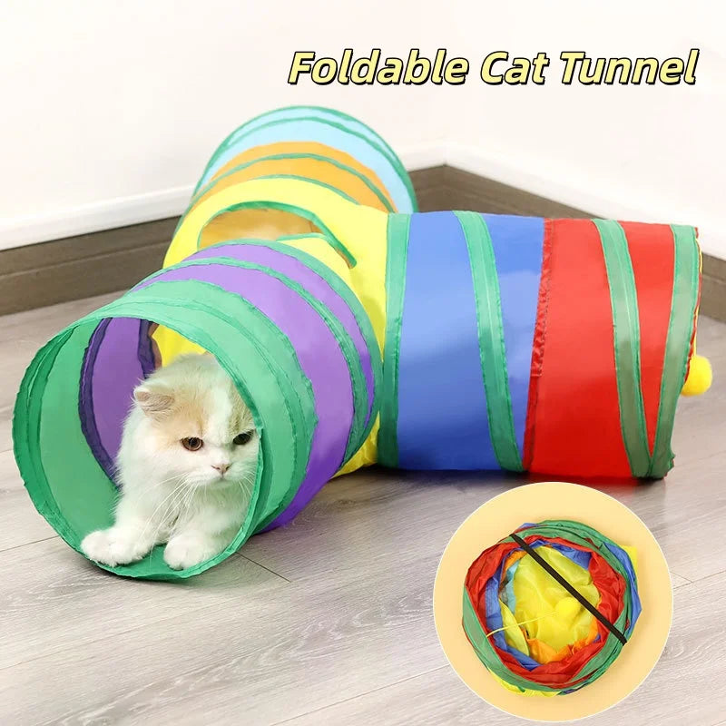 Hot Foldable Cat Tunnel Tube Interactive Fun Kitty Training Toy Boredom Buster for Puppy Kitten Pet Supplies Cat Accessory