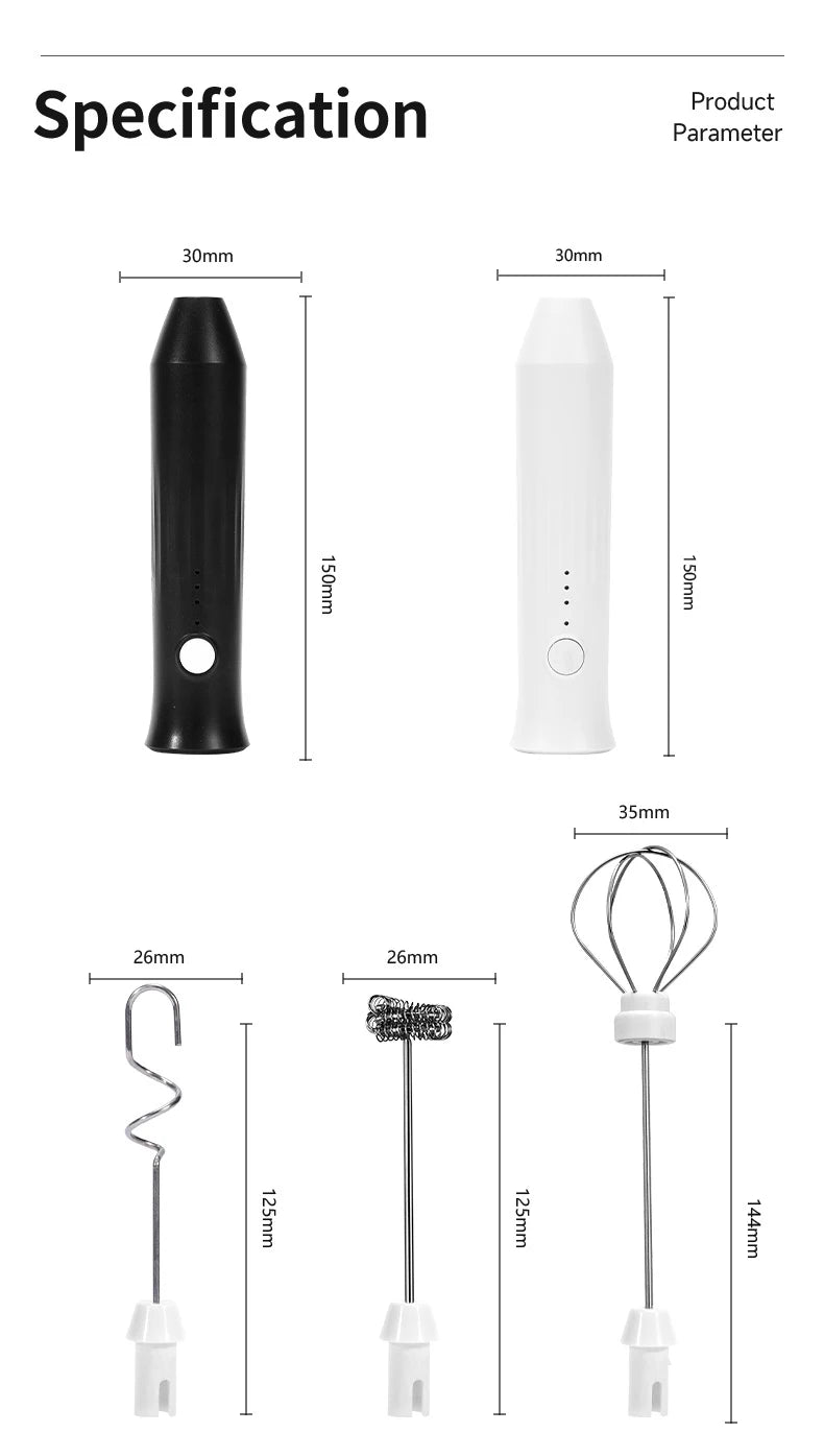 Wireless Milk Frothers  Electric USB Recharge 3 Speeds Handheld Blender Small Coffee Foam Maker Whisk For Coffee Kitchen Tools