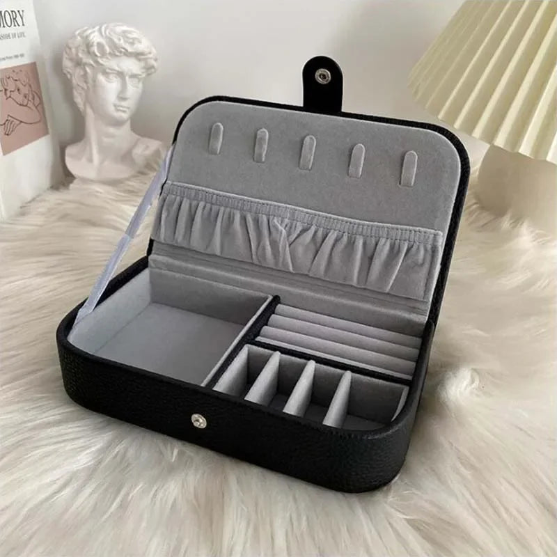 Portable Jewelry Box Jewelry Organizer Display Travel Jewelry Case Boxes Button Pu Leather Storage Zipper Jewelers Packaging