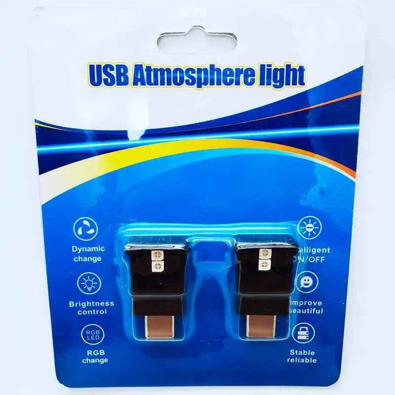 Type-C Adjustable Interior Atmosphere Lamp Car Interior Lamp LED Ambient Light 8 Colors RGB Dynamic Gradient Brightness