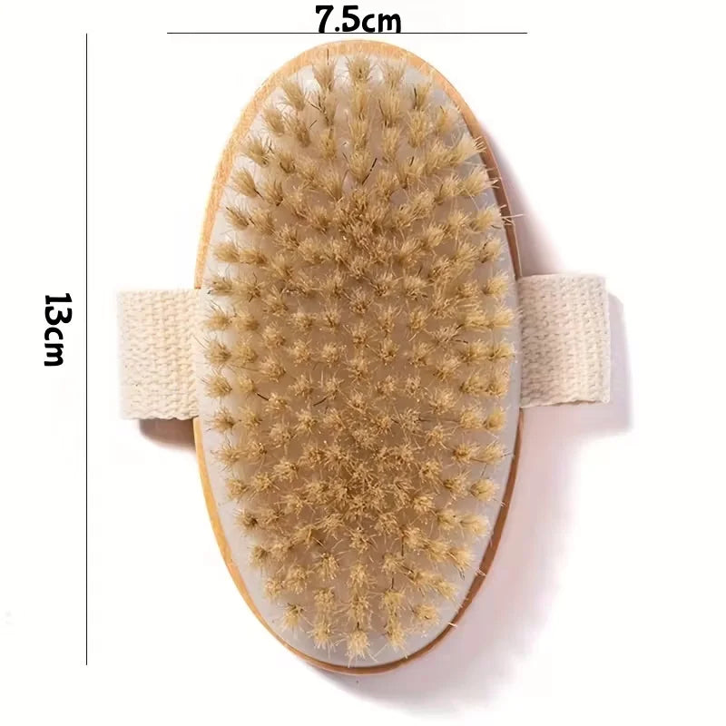 Wooden Bristle Body Brush Natural Wet Dry Bath Massager for Skin Deep Cleansing Exfoliation Skincare Tools for Home Use