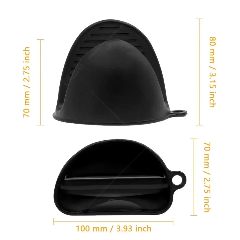 2PCS Oven Mitts Silicone Oven Glove Heat Resistant Pinch Mitts Anti Scalding Non Slip Gloves Clips Pot Holder Baking Oven Mitts
