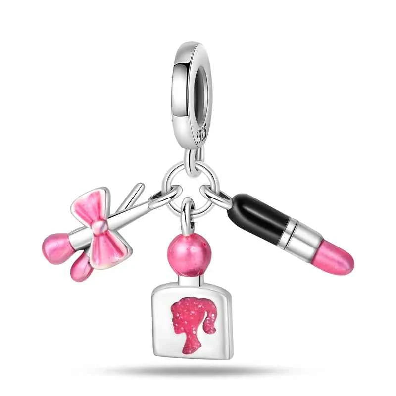925 Silver Pink Princess Skirt Butterfly High Heels Fashion Bag Charms Beads Fit Pandach 925 Original Bracelets Fine DIY Jewelry