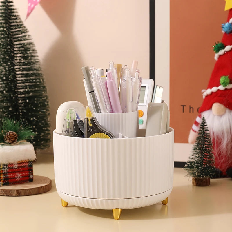 1Pcs 360° Rotating Makeup Brush Holder Storage Box, 5 Slot Makeup Brush Cup, Suitable for Bathroom Dressing Table,Office Desktop