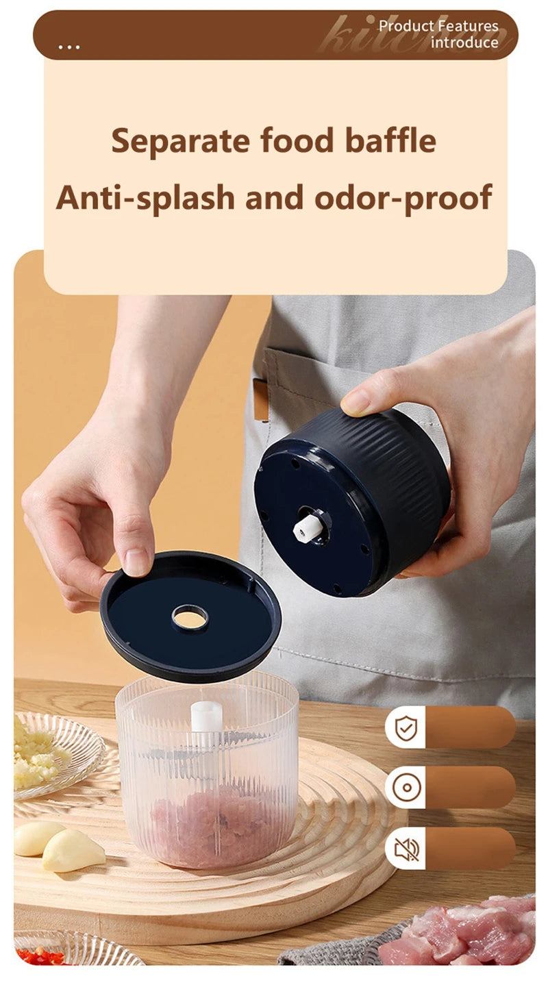 Mini Electric Garlic Masher Crusher Wireless USB Rechargeable Vegetable Chopper Garlic Crusher Food Chopper Kitchen Gadgets New