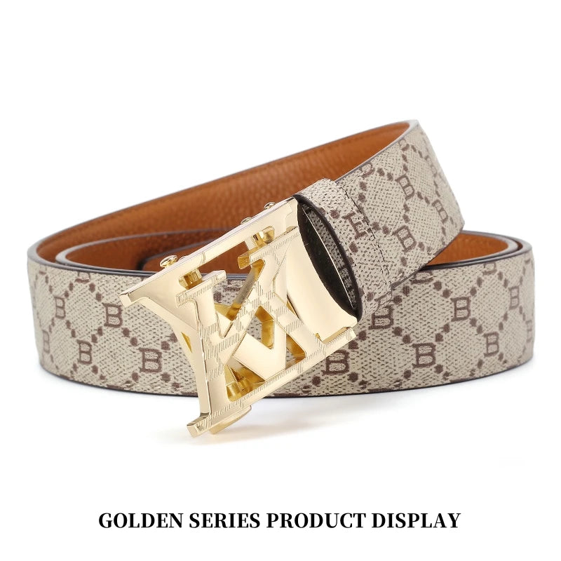 Men's Belt Luxury Design Automatic Buckle Waist Belt Fashion Letter Printed Belt Business Casual Belt For Men Jeans