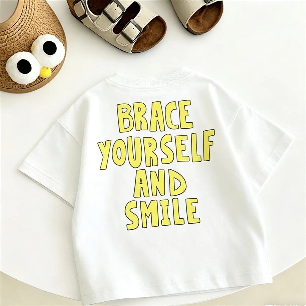 Summer Clothes Cartoon Printed TShirt Short-sleeved Tops Simple All-match Base Shirt Girls Boys Lovely Funny Clothing Printed T