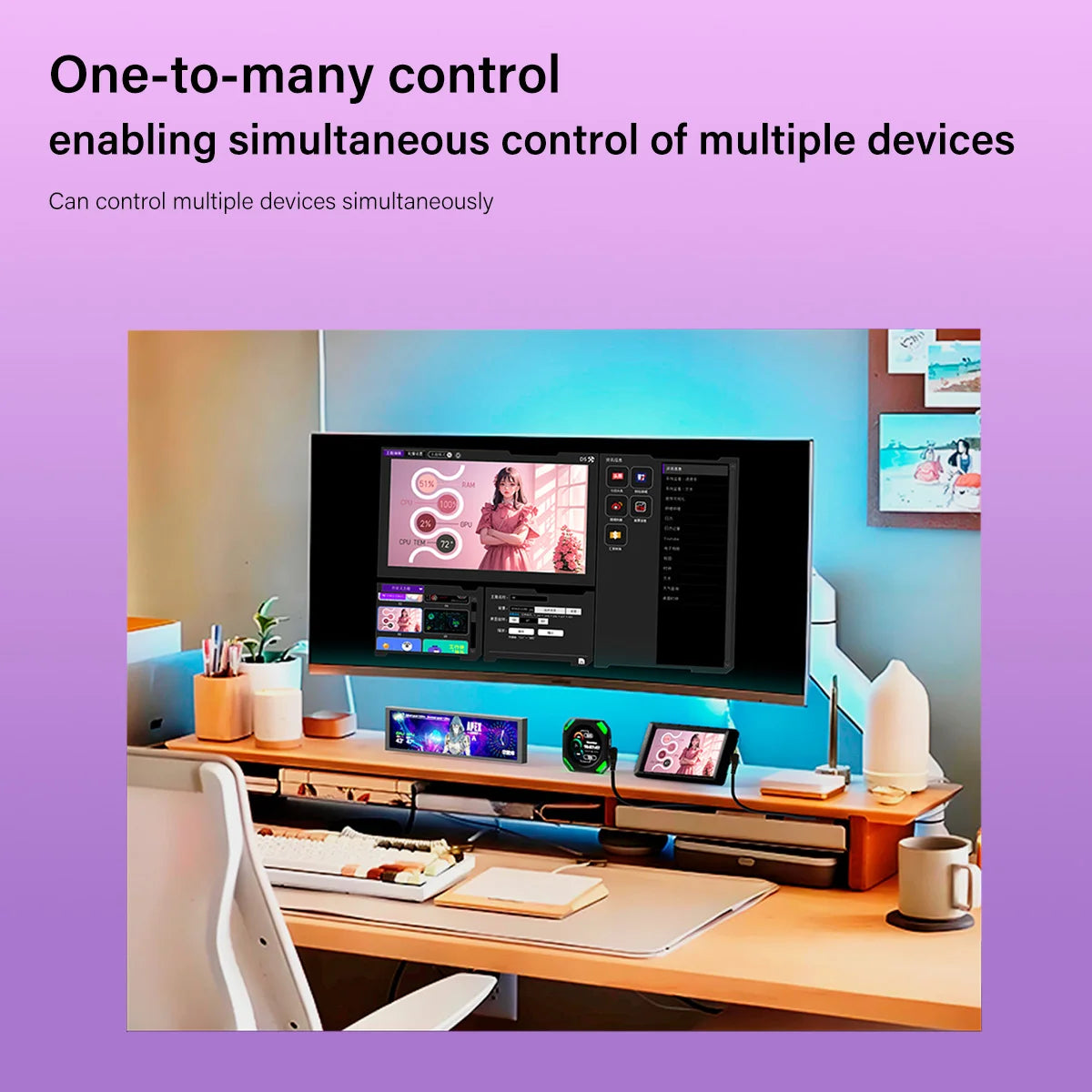 9.2 Inch PC Case Secondary Monitor USB Type-C IPS Sub Display CPU GPU Temperature Data Monitor For Computer Case