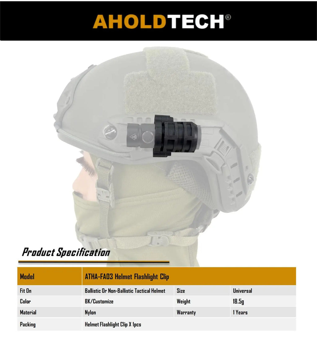 Aholdtech Tactical Bulletproof Helmet Accessories Flashlight Holder Light Clamp And NVG Mount Connector for Gopro Hero Cameras