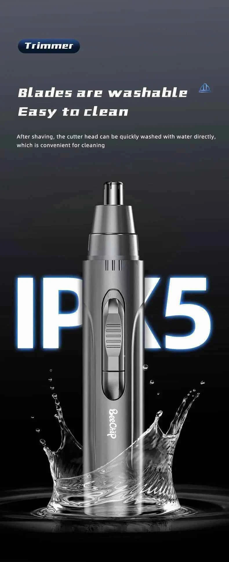 1 PCS Black Electric Nose Hair Trimmer Ear and Nose Hair Trimmer Professional Painless Nose Hair Trimmer For MenAnd Women