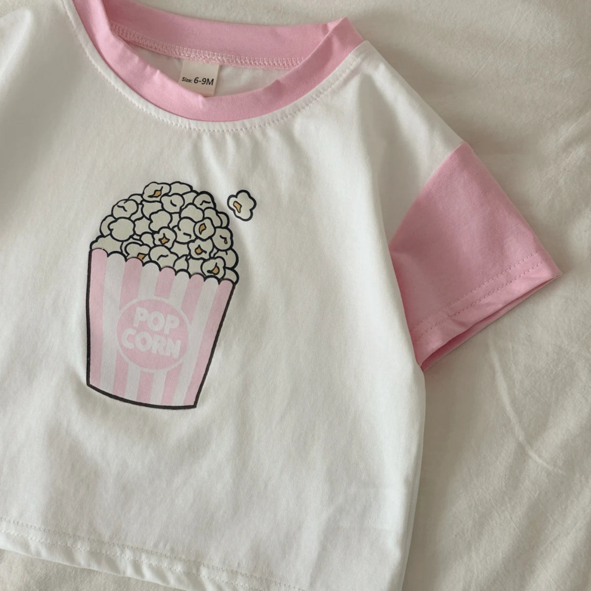 Infant 2PCS Summer Baby Girls Clothing Casual Newborn Set Cotton Popcorn Printed Short Sleeved T-shirt+Shorts