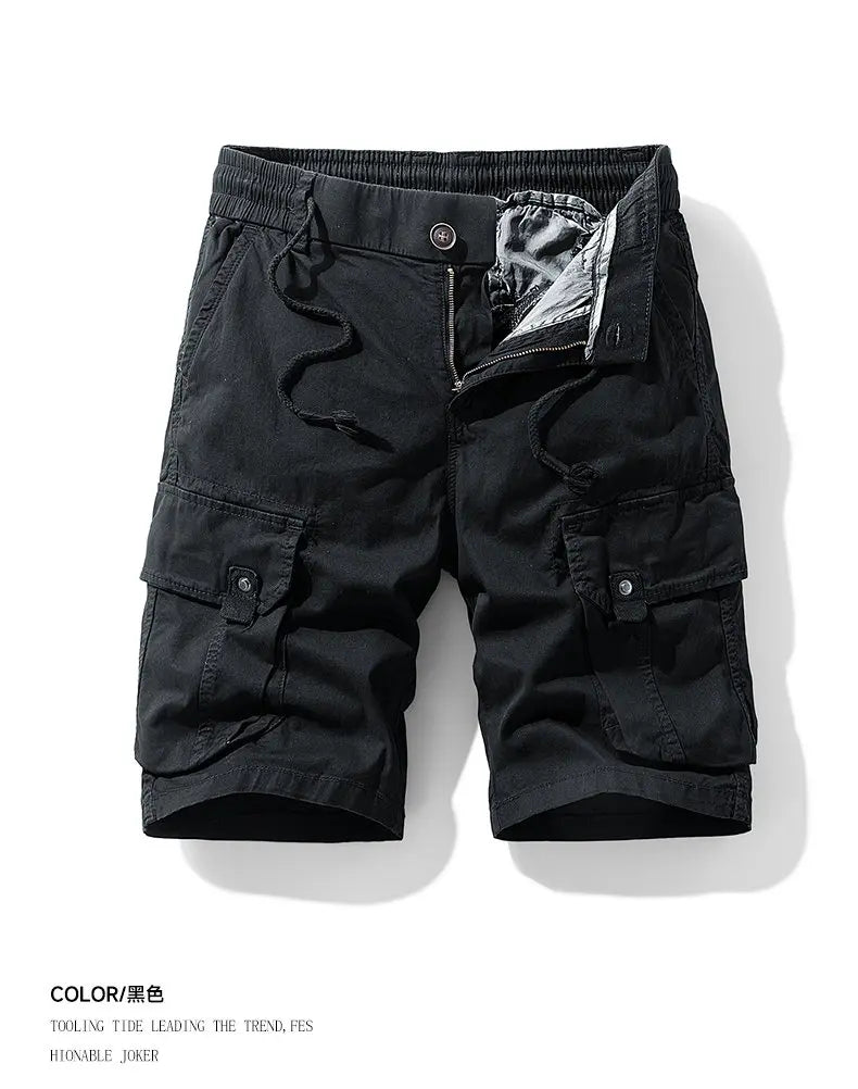 Men's Trendy Shorts - Summer Cotton-blend Breathable Multi-Pocket Outdoor Workwear Cargo Pants, Suitable for Hiking and Jogging