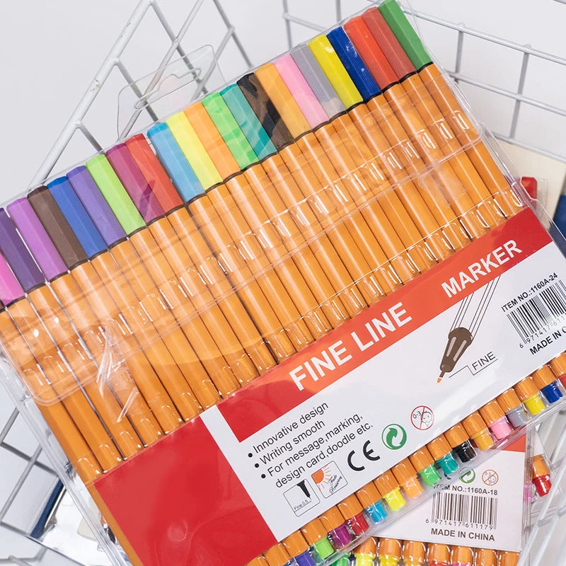 6-24Pcs Colorful Fine Liner Marker Drawing Painting Sketch Manga Micron Fineliner Pen School Office Stationery Art Supplies