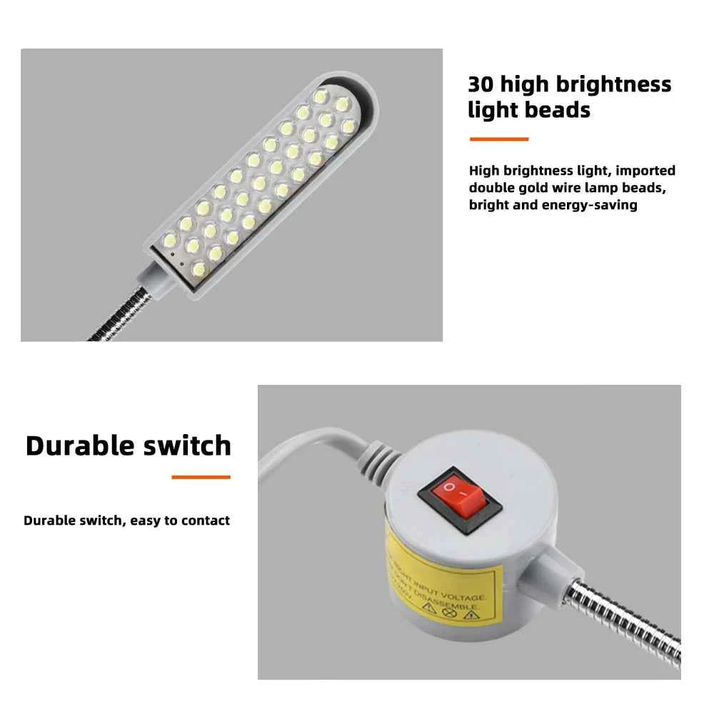 30 LED Industrial Sewing Machine Lighting Lamp Clothing Machine Accessories Work Light 360° Flexible Gooseneck Industrial Lights