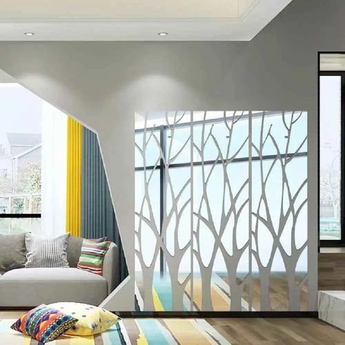 3D Mirror Wall Stickers Tree Acrylic Wallpaper DIY Art Mirror Surface Decal For TV Background Home Living Room Bedroom Decor