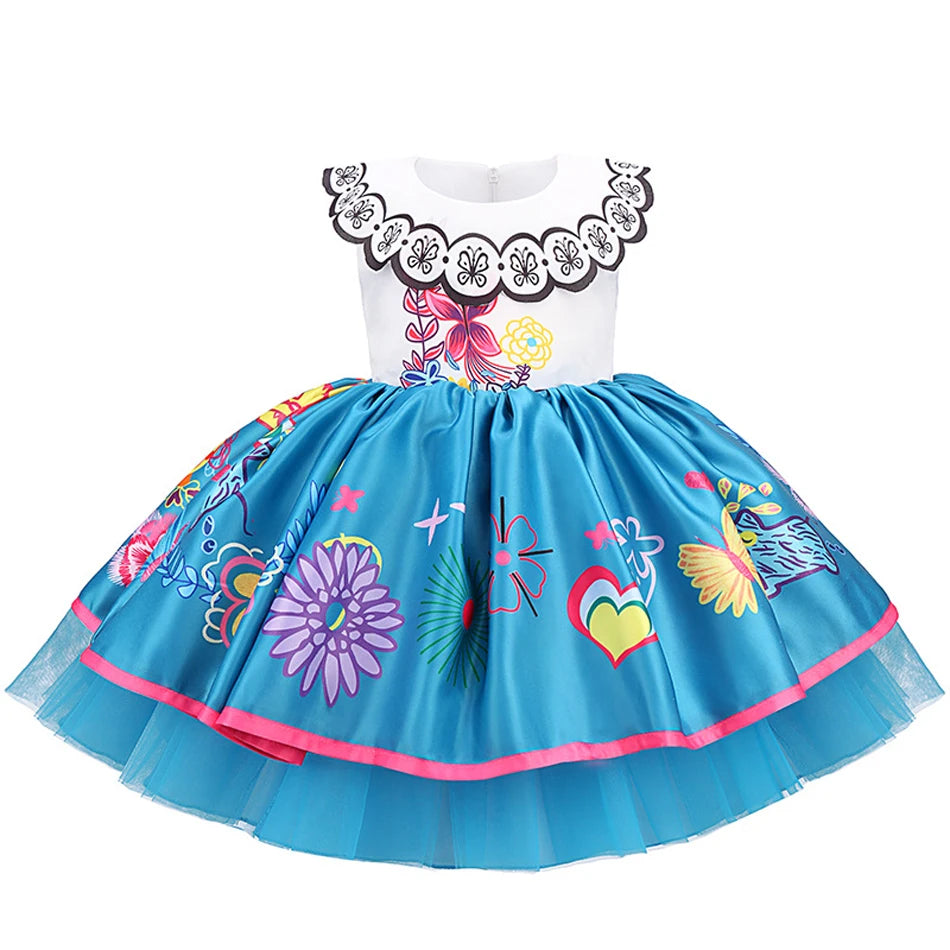 Little Girl Mirabel Dress Encanto Charm Disguise Costume Toddler Girl Birthday Party Fantasy Outfits Kids Princess Dress