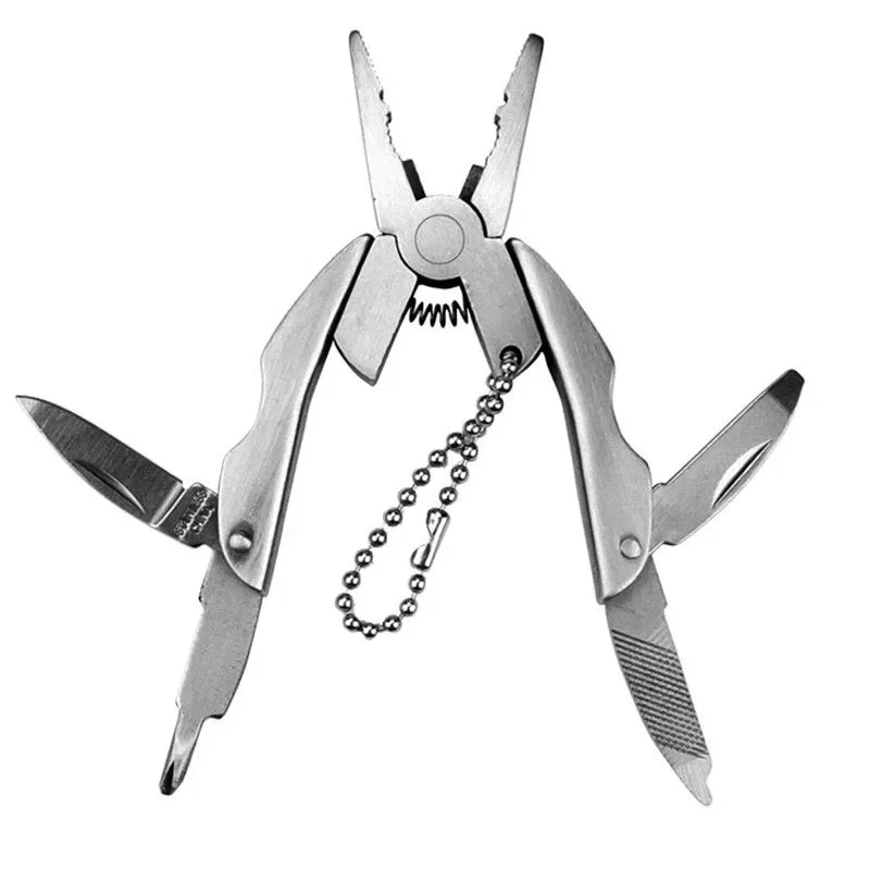 Multitool Folding Pliers Stainless Steel Keychain EDC Tool with Knife Screwdriver for Outdoor Camping Survival Emergency Kit