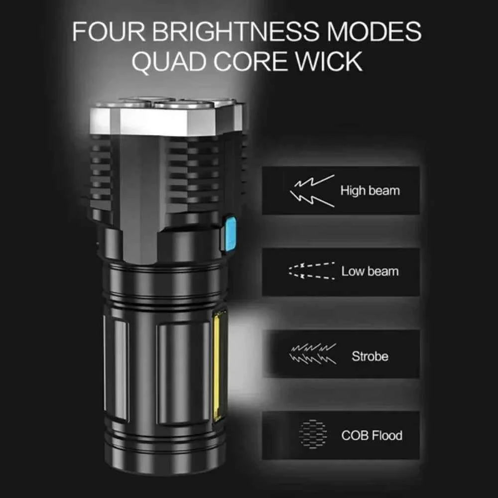 Versatile LED High-Beam Flashlight USB Rechargeable Outdoor Portable Enhancing Torch Outdoor Hiking and Exploration Experience