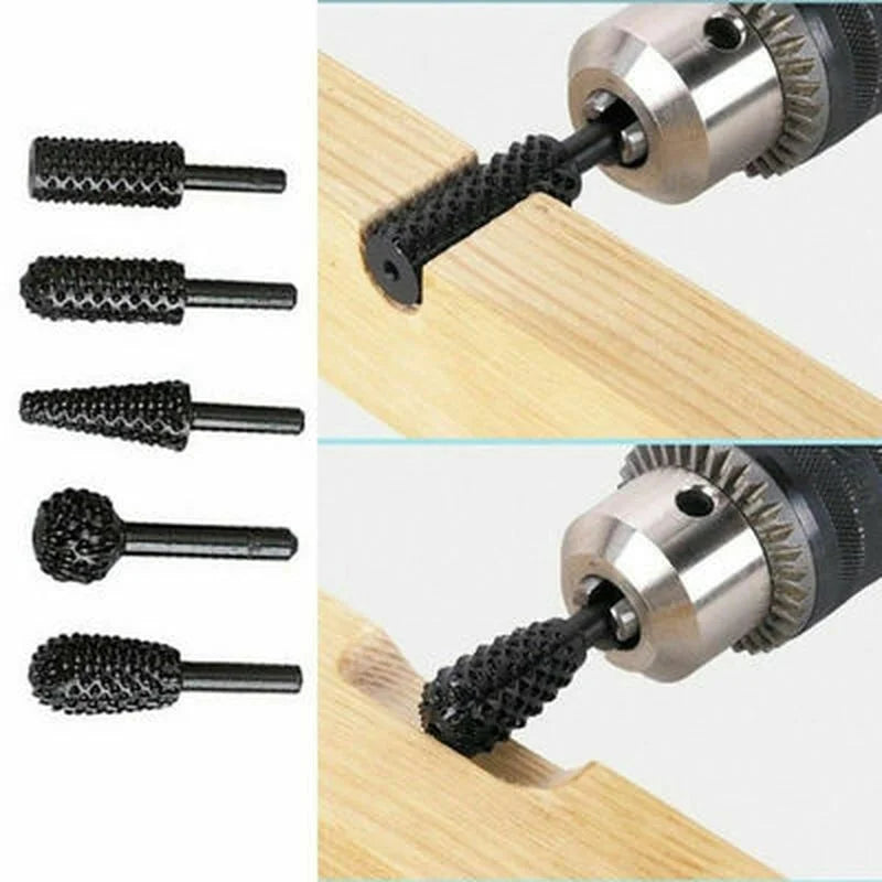 5Pcs Woodworking Tools Electric Rotary Files Wooden Files Carving Knives Tea Trays Root Carving Polishing Heads Hardware Tools